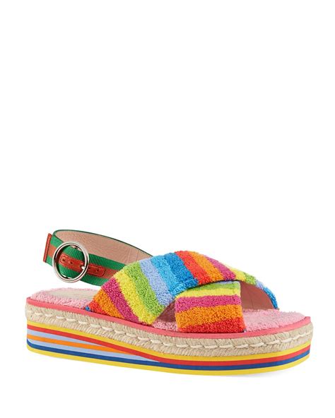 gucci platform sandals rainbow|gucci platform wedge sandals.